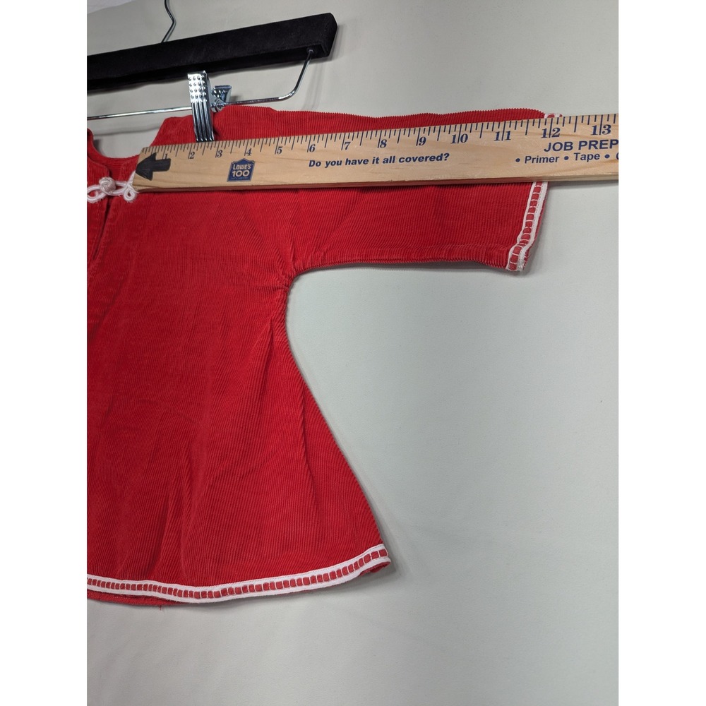 Vintage Red Corduroy Tunic and Pants Set 12 Months Holiday Retro Classic - Picture 5 of 9